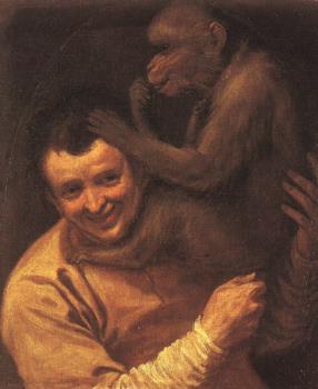 Annibale Carracci : A Man with a Monkey